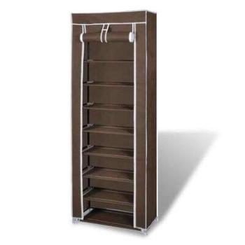 vidaXL Fabric Shoe Cabinet Lid 57 x 29 x 162 cm Brown kép