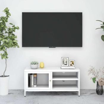 vidaXL fehér acél és üveg TV-szekrény 90 x 30 x 44 cm kép