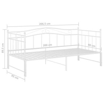 vidaXL fehér fém kihúzható kanapéágykeret 90 x 200 cm kép