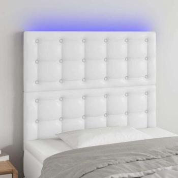 vidaXL fehér műbőr LED-es fejtámla 90x5x118/128 cm kép