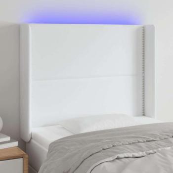 vidaXL fehér műbőr LED-es fejtámla 93x16x118/128 cm kép