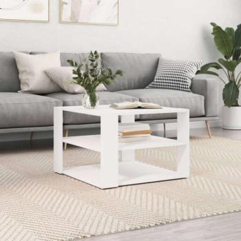 vidaXL fehér szerelt fa dohányzóasztal 59,5 x 59,5 x 40 cm kép