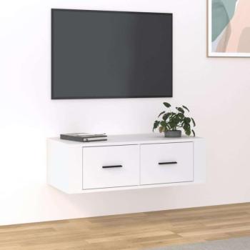 vidaXL fehér szerelt fa függő TV-szekrény 80 x 36 x 25 cm kép