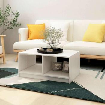 vidaXL fehér tömör fenyőfa dohányzóasztal 75 x 50 x 33,5 cm kép