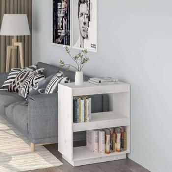vidaXL fehér tömör fenyőfa könyvszekrény 60 x 35 x 71 cm kép