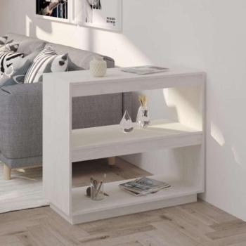 vidaXL fehér tömör fenyőfa könyvszekrény 80 x 35 x 71 cm kép
