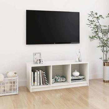 vidaXL fehér tömör fenyőfa TV-szekrény 104 x 33 x 41 cm kép