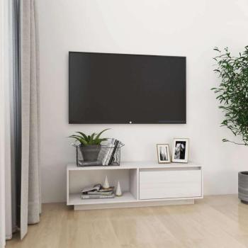 vidaXL fehér tömör fenyőfa TV-szekrény 110 x 30 x 33,5 cm kép