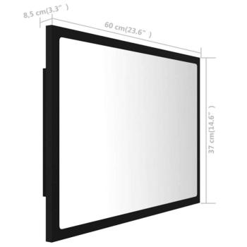 vidaXL fekete akril LED-es fürdőszobai tükör 60x8,5x37 cm kép