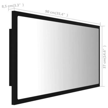 vidaXL fekete akril LED-es fürdőszobai tükör 90x8,5x37 cm kép