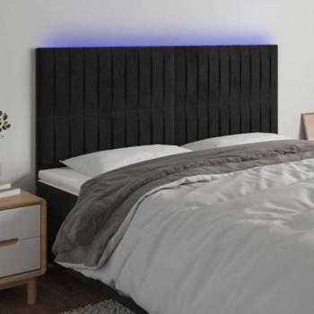 vidaXL fekete bársony LED-es fejtámla 180x5x118/128 cm kép