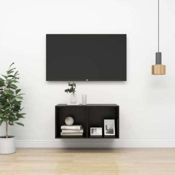 vidaXL fekete falra szerelhető forgácslap TV-szekrény 37 x 37 x 72 cm kép