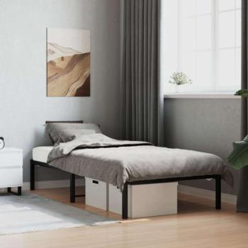 vidaXL fekete fém ágykeret 90 x 190 cm kép