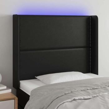 vidaXL fekete műbőr LED-es fejtámla 103x16x118/128 cm kép