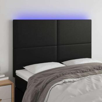 vidaXL fekete műbőr LED-es fejtámla 144x5x118/128 cm kép