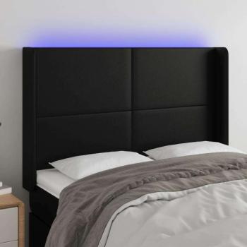 vidaXL fekete műbőr LED-es fejtámla 147x16x118/128 cm kép