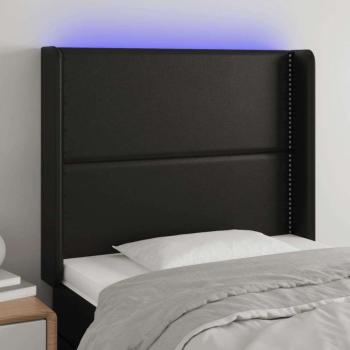 vidaXL fekete műbőr LED-es fejtámla 83x16x118/128 cm kép