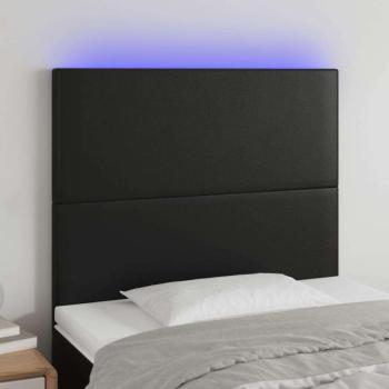 vidaXL fekete műbőr LED-es fejtámla 90x5x118/128 cm kép