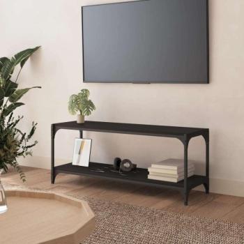 vidaXL fekete szerelt fa és acél TV-szekrény 100 x 33 x 41 cm kép