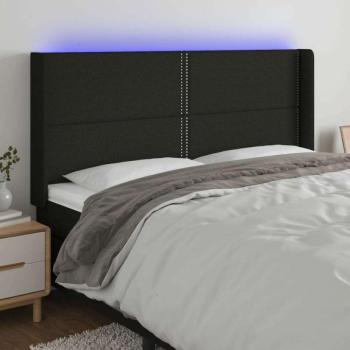 vidaXL fekete szövet LED-es fejtámla 183x16x118/128 cm kép