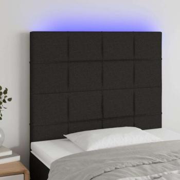 vidaXL fekete szövet LED-es fejtámla 80x5x118/128 cm kép