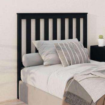 vidaXL fekete tömör fenyőfa ágyfejtámla 106x6x101 cm kép