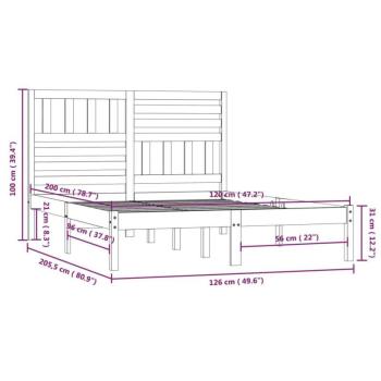 vidaXL fekete tömör fenyőfa ágykeret 120 x 200 cm kép