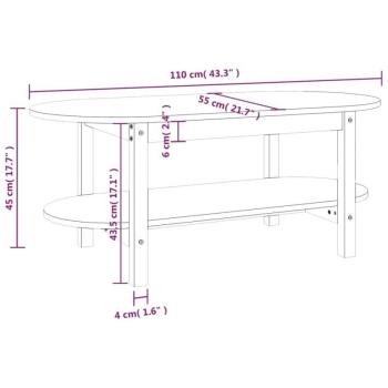 vidaXL fekete tömör fenyőfa dohányzóasztal 110 x 55 x 45 cm kép