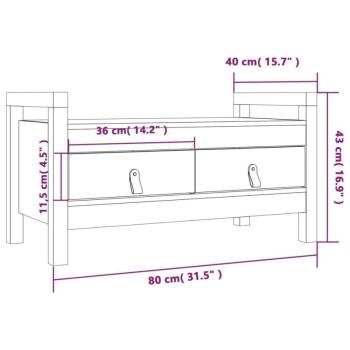 vidaXL fekete tömör fenyőfa előszoba pad 80 x 40 x 43 cm kép