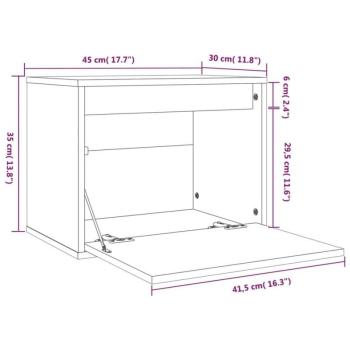 vidaXL fekete tömör fenyőfa faliszekrény 45 x 30 x 35 cm kép