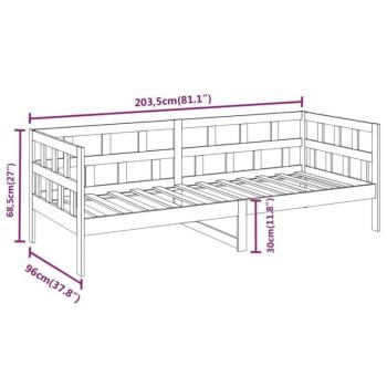 vidaXL fekete tömör fenyőfa kanapéágy 90x200 cm kép