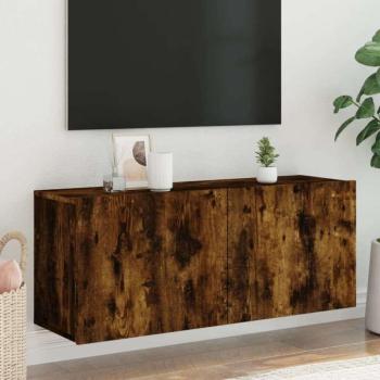 vidaXL füstös tölgyszínű falra szerelhető TV-szekrény 100 x 30 x 41 cm kép