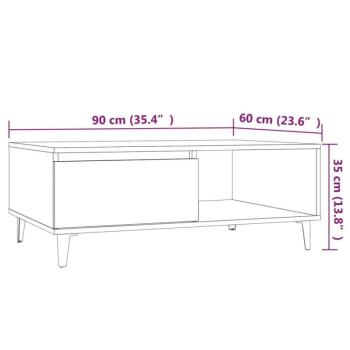 vidaXL füstös tölgyszínű forgácslap dohányzóasztal 90 x 60 x 35 cm kép