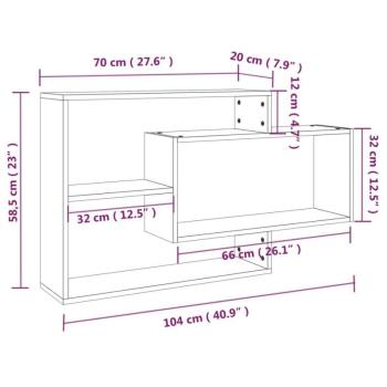 vidaXL füstös tölgyszínű szerelt fa fali polc 104 x 20 x 58,5 cm kép