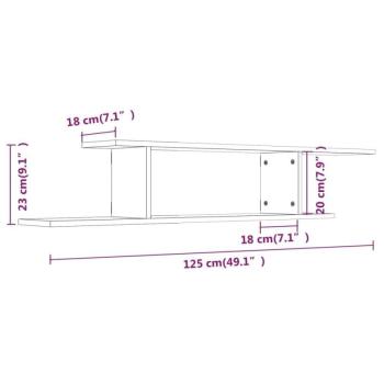 vidaXL füstös tölgyszínű szerelt fa fali TV-polc 125 x 18 x 23 cm kép