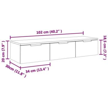 vidaXL füstös tölgyszínű szerelt fa faliszekrény 102 x 30 x 20 cm kép