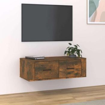 vidaXL füstös tölgyszínű szerelt fa függő TV-szekrény 80 x 36 x 25 cm kép