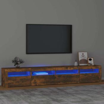 vidaXL füstös tölgyszínű TV-szekrény LED-lámpákkal 240x35x40 cm kép