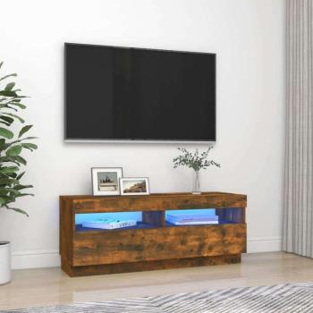 vidaXL füstös tölgyszínű TV-szekrény LED-világítással 100 x 35 x 40 cm kép