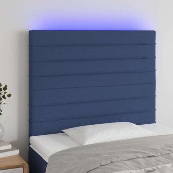 vidaXL kék szövet LED-es fejtámla 100x5x118/128 cm kép