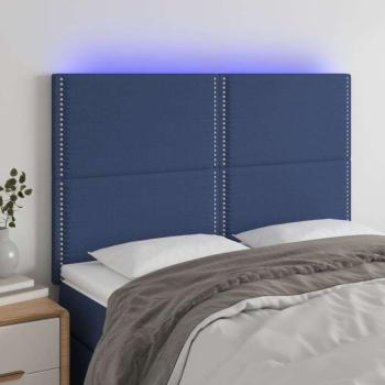 vidaXL kék szövet LED-es fejtámla 144x5x118/128 cm kép