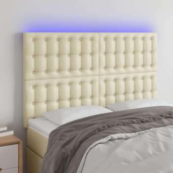 vidaXL krémszínű műbőr LED-es fejtámla 144x5x118/128 cm kép