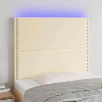 vidaXL krémszínű műbőr LED-es fejtámla 90x5x118/128 cm kép