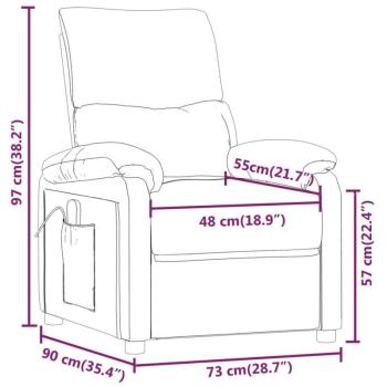 vidaXL krémszínű szövet dönthető elektromos TV-fotel kép