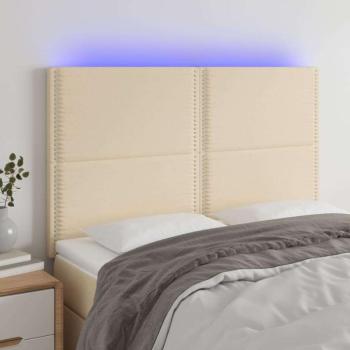 vidaXL krémszínű szövet LED-es fejtámla 144x5x118/128 cm kép