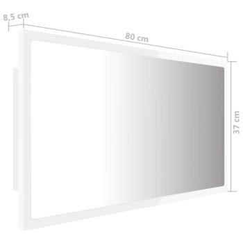 vidaXL magasfényű fehér akril LED-es fürdőszobatükör 80x8,5x37 cm kép