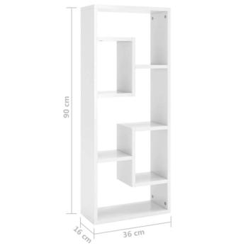 vidaXL magasfényű fehér forgácslap fali polc 36 x 16 x 90 cm kép