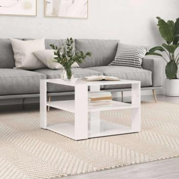vidaXL magasfényű fehér szerelt fa dohányzóasztal 59,5 x 59,5 x 40 cm kép