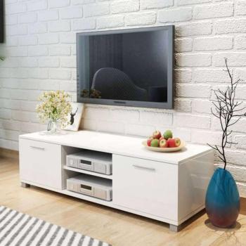 vidaXL magasfényű fehér TV szekrény 120 x 40,3 x 34,7 cm kép