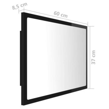 vidaXL magasfényű fekete akril LED-es fürdőszobatükör 60x8,5x37 cm kép